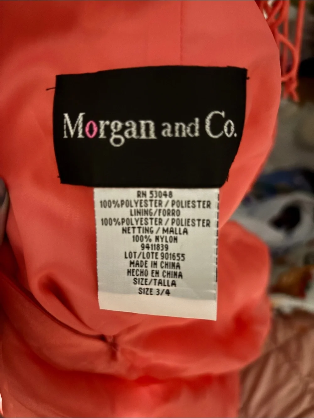 Morgan & Co. Coral Halter Prom Dress
